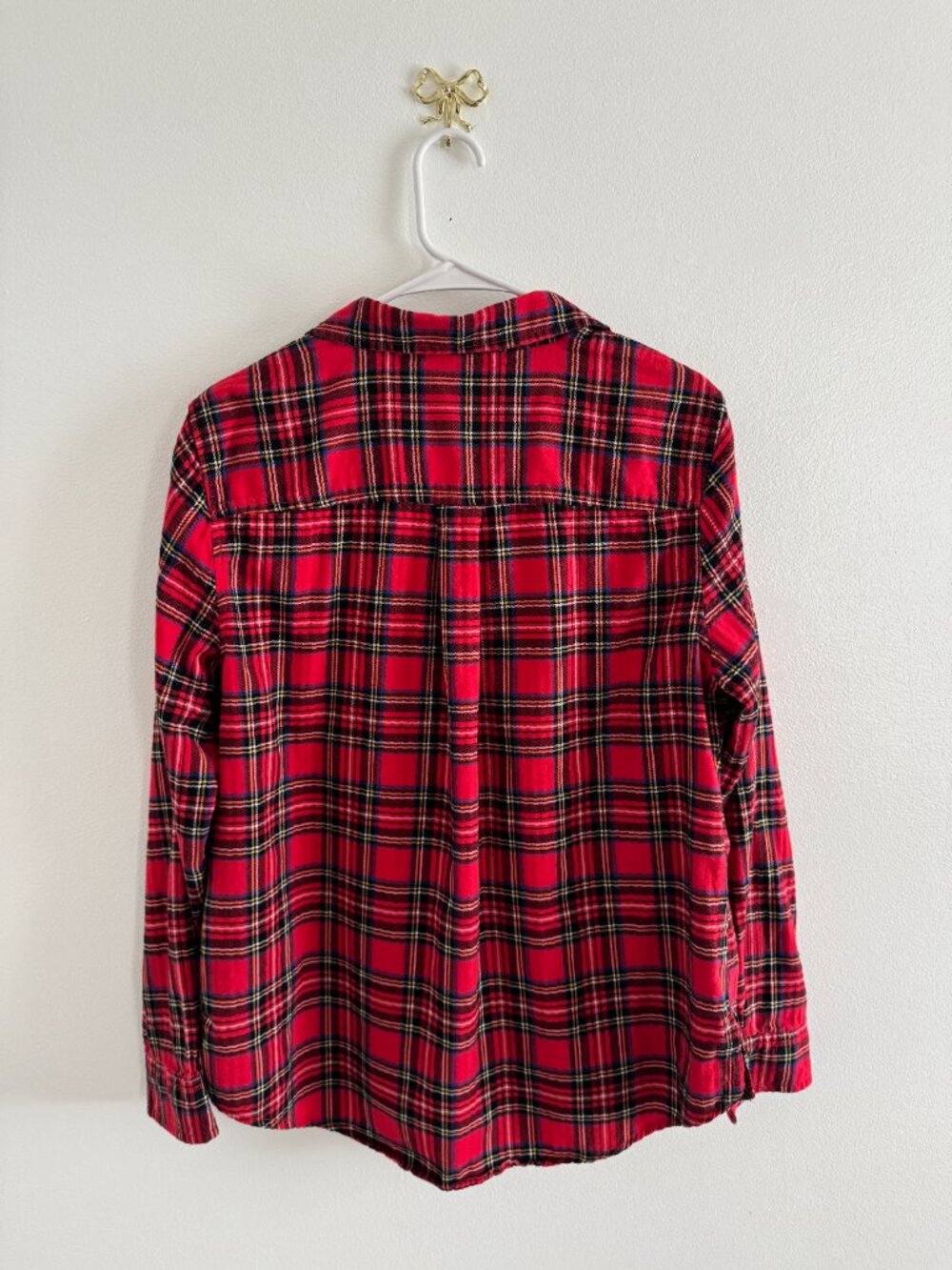 St Johns Bay Button Down Womens XL Red Tartan Relaxed Fit Flannel Soft - Picture 5 of 9